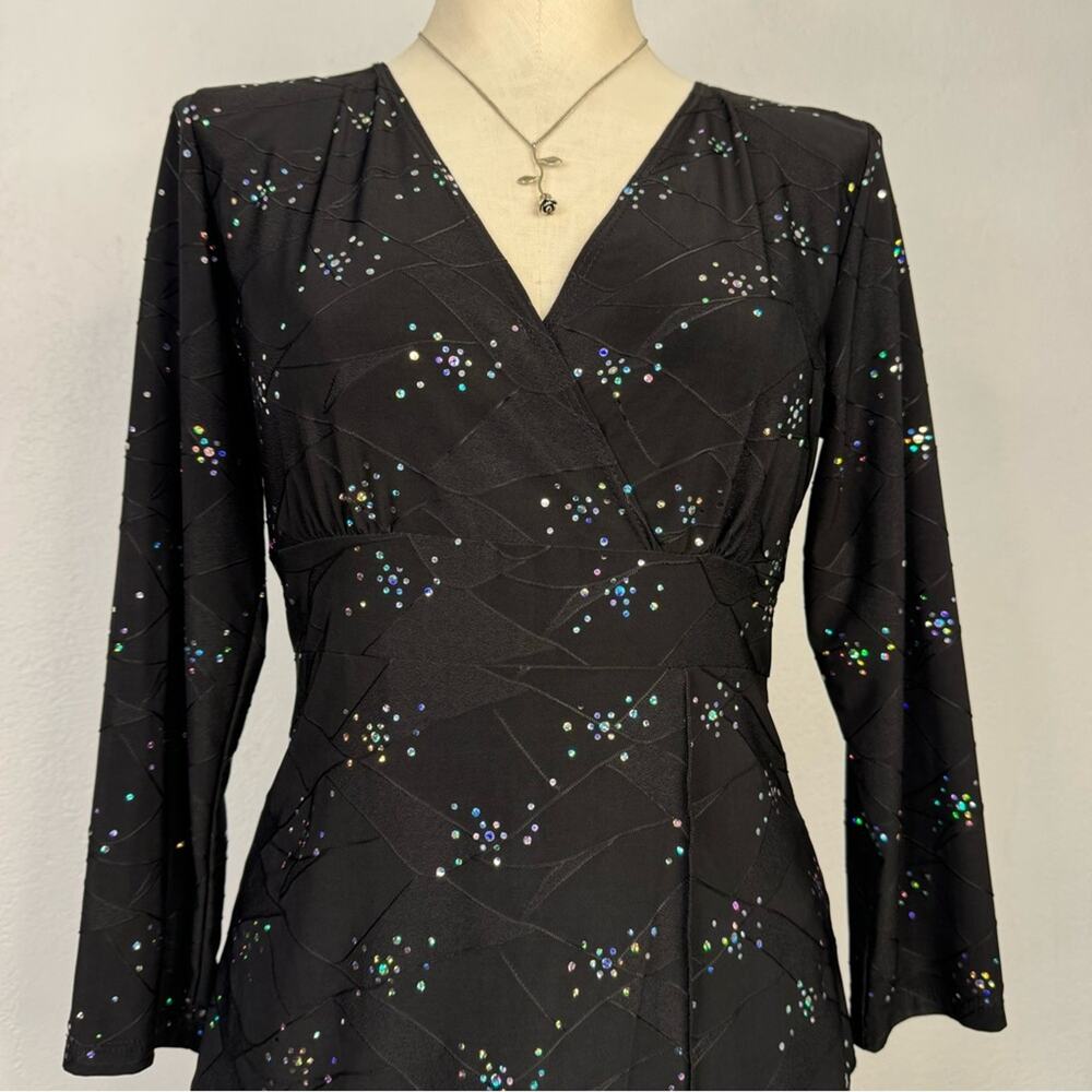 90s Y2K Black Babydoll Top Whimsygoth Witchy Medium Sparkly Party Fairy Gruge